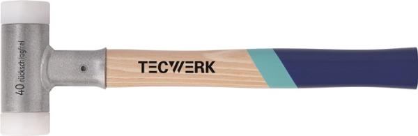 TECWERK Schonhammer L.385mm Kopf-D.50mm Hickory rückschlagfrei hart Nyl.weiß